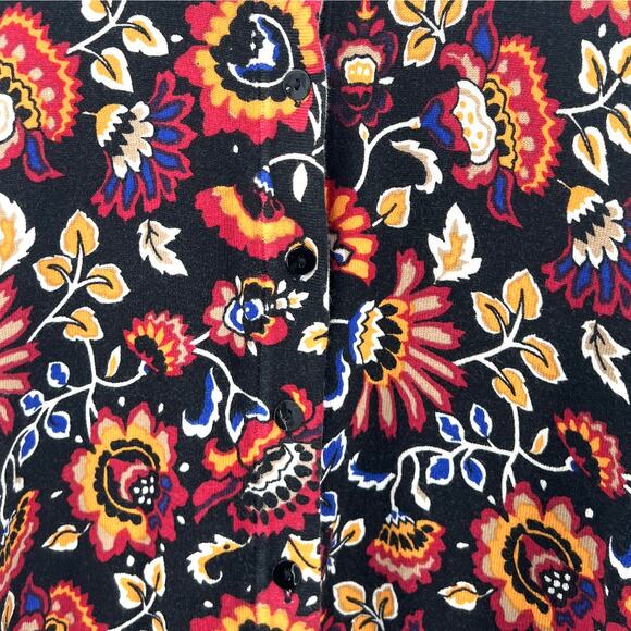 August Silk Heritage Cardigan Women's LG Black Red Yellow Boho Floral Sweater - Picture 3 of 6